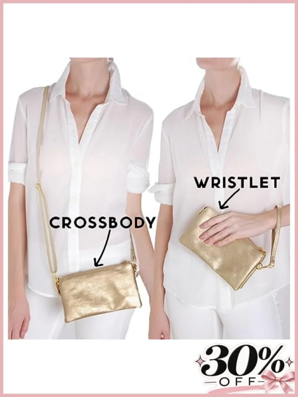 Vegan Leather Convertible Wristlet Crossbody Bag Small Clutch Wallet Purse
